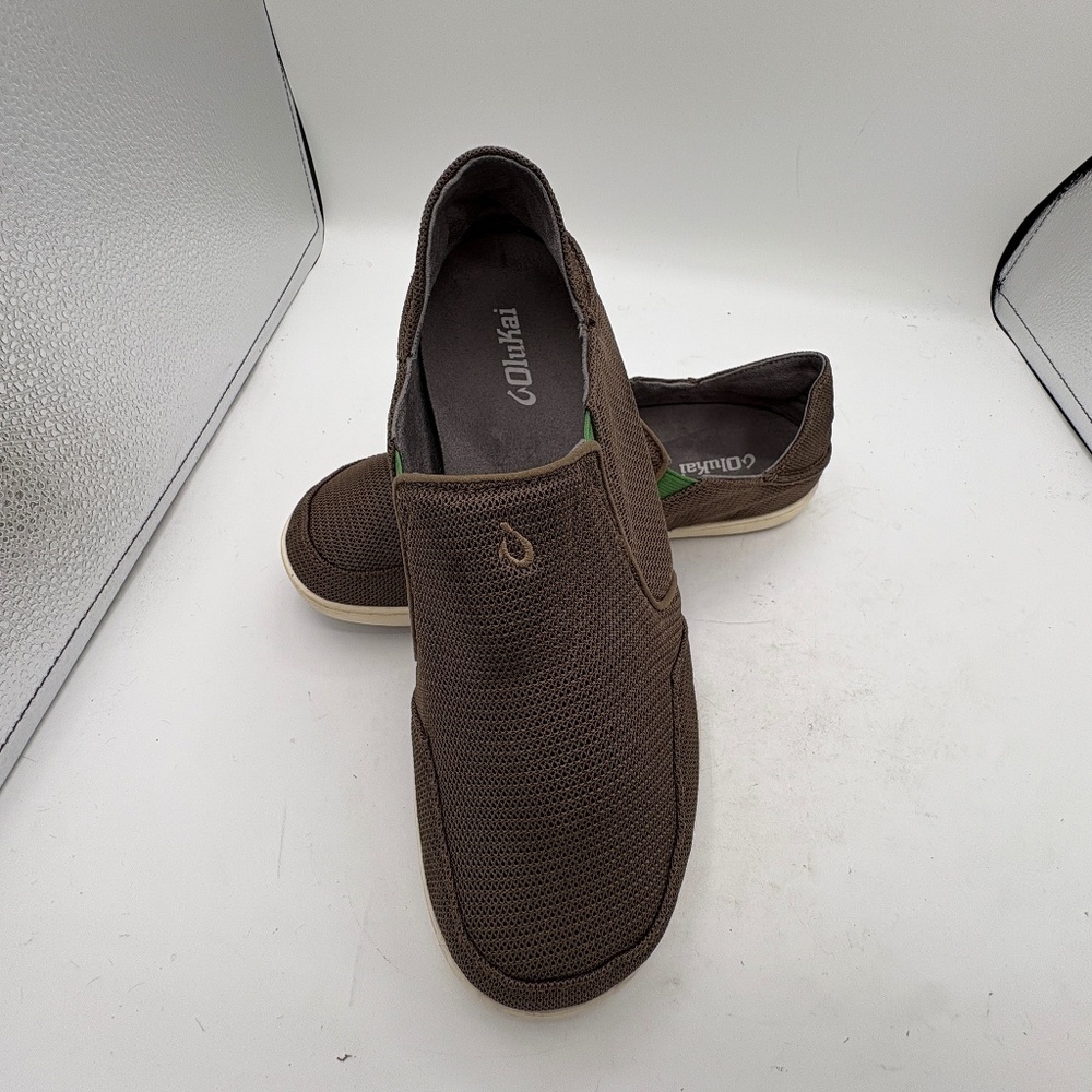 Olukai Nohea Mesh Sneakers Men's 10.5 Gray Slip-On Loafers Collapsible Heel - Picture 2 of 12